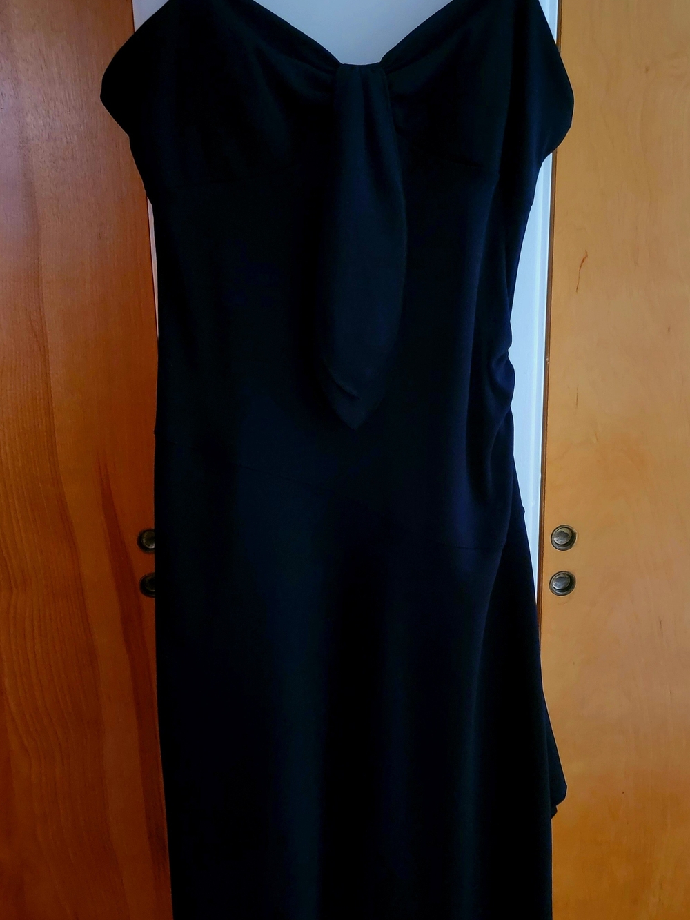 Vintage Express Y2K Asymmetrical Black Slip Dress with Beaded Straps - Size 6